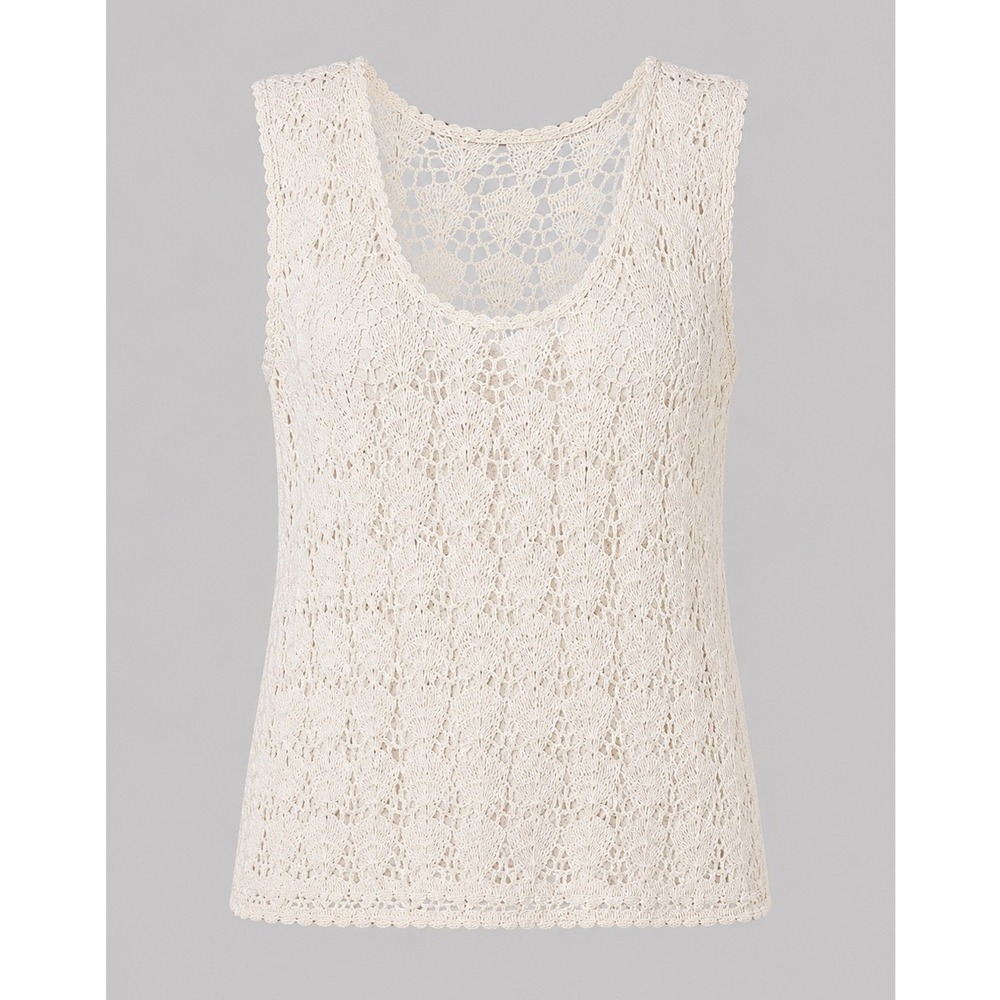 Pegasus by Fashion Odyssey Cream Crochet Knit Hand Dyed Shell Tank Top NWT
